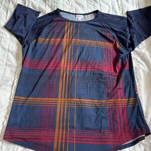 Lularoe Womens 3X Plaid 3 Quarter Sleeve Knit Top